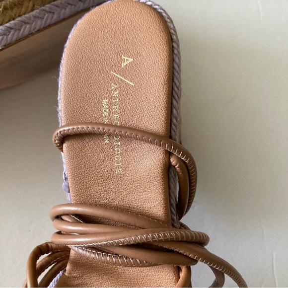 Anthropologie Raffia Platform Brown & Lavender Heeled Wedge Sandals Sz 41 - Picture 5 of 6